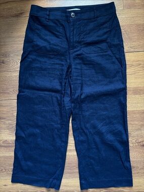 Loft Size 6P Palmer Navy Cropped Linen Pants